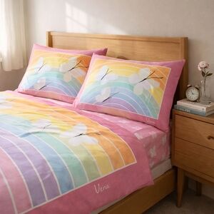 Vera Neumann x Burlington Rainbow Butterfly 4pc Full Sheet Set NWOT